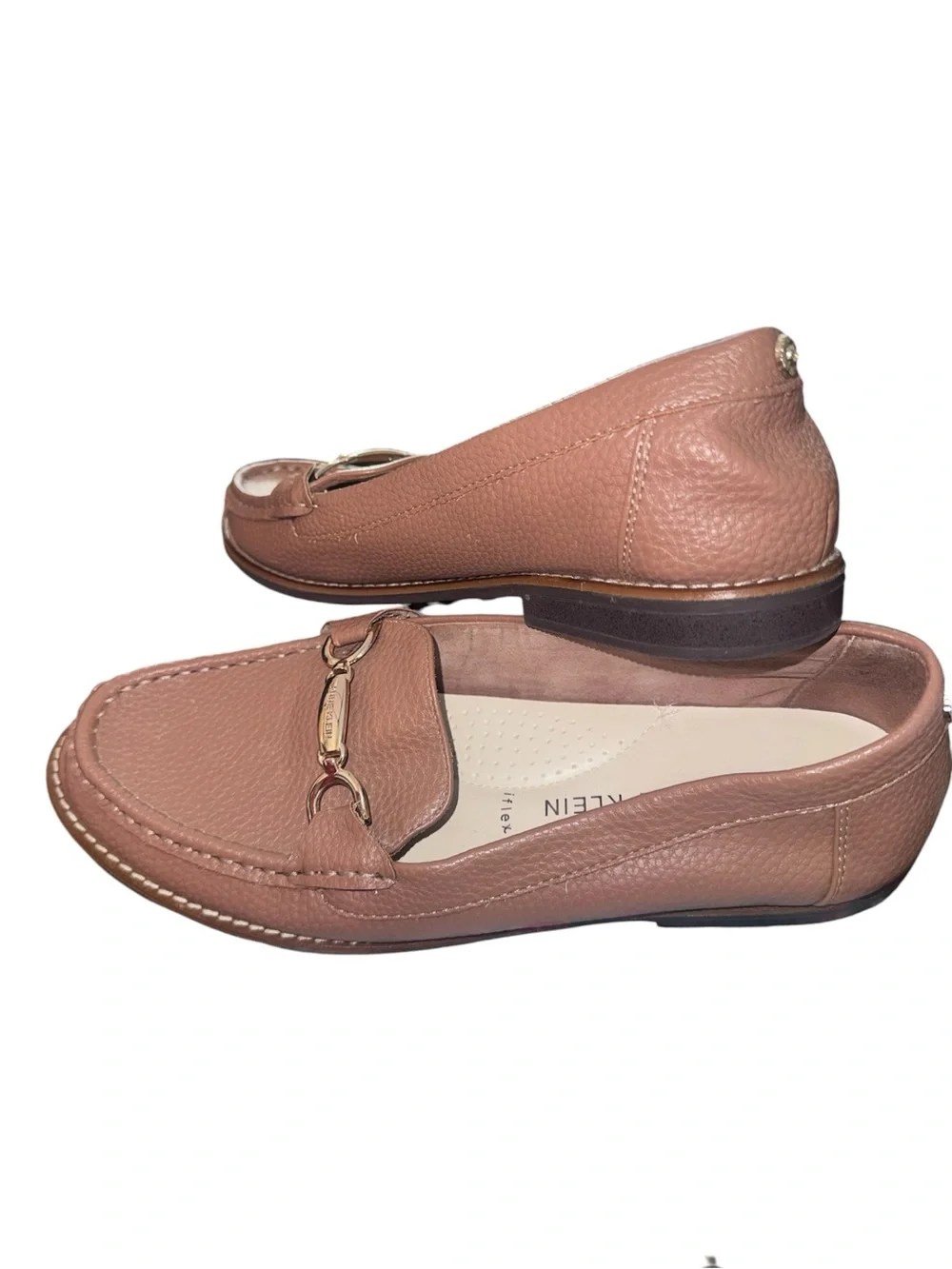 Anne Klein Rose Blush Leather Bit Loafers